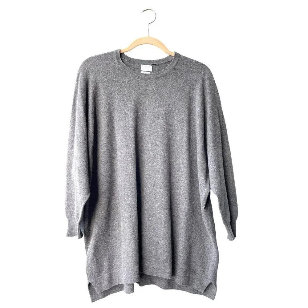 HANIA By Anya Cole 100%Cashmere Sweater Women’s Gray Crew-neck Pullover One Size